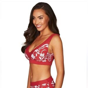 Sea Level Red Floral Print Bikini Top